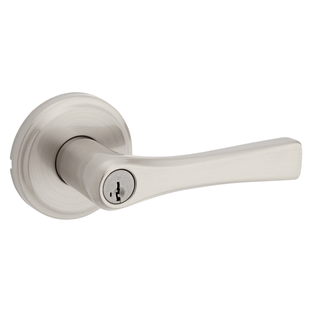Katella Keyed Entry Lever in Satin Nickel featuring SmartKey Security
