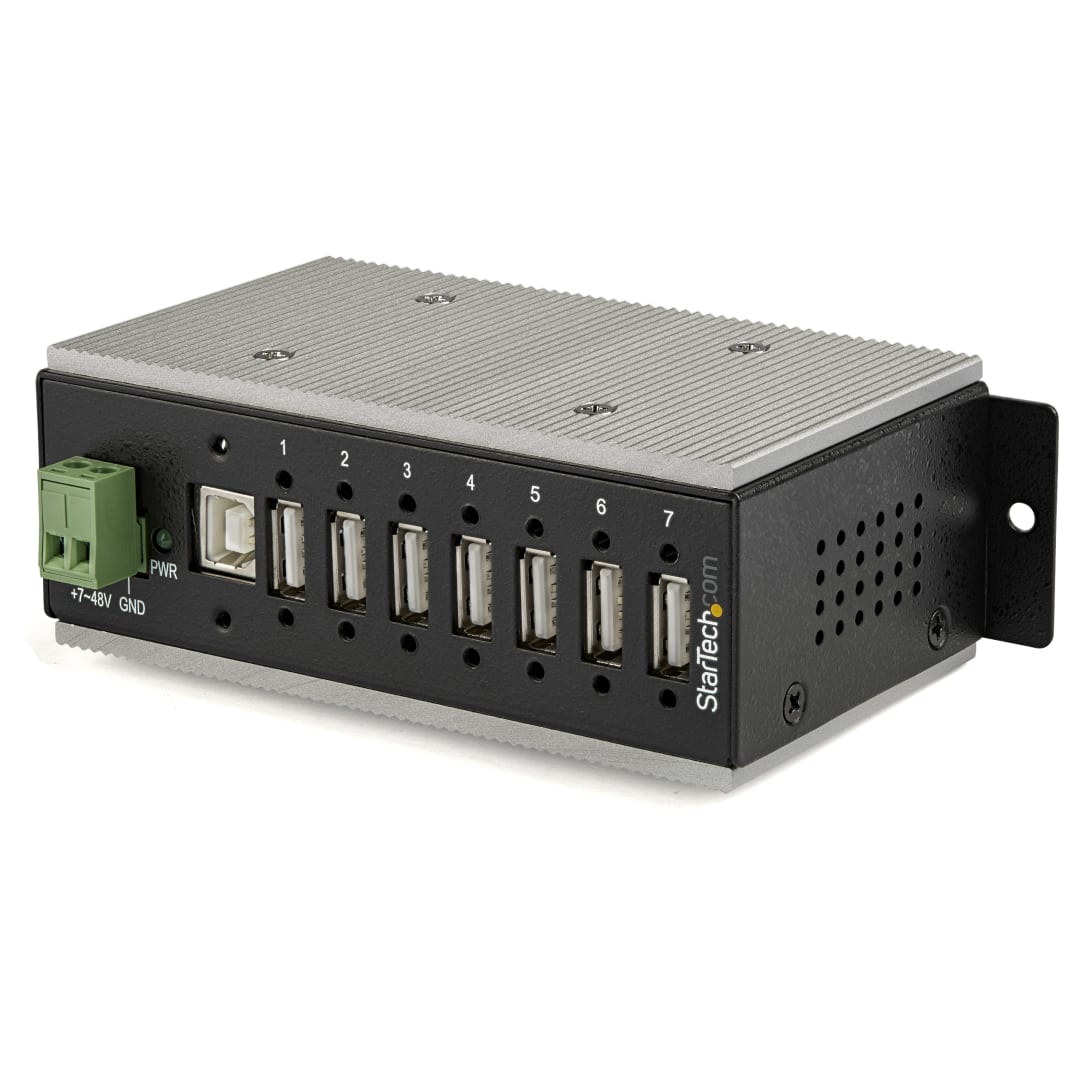 Industrial 7 Port USB 2 0 Hub w Terminal Block Ext Temp ES