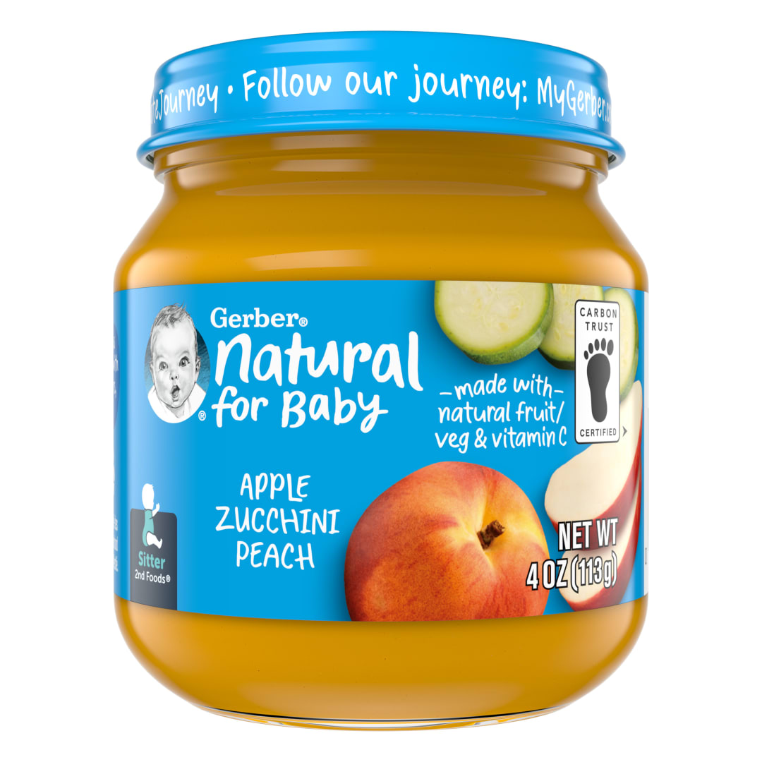 Gerber 2nd Food Natural Glass Apple Zucchini Peach Baby Meals - 4oz