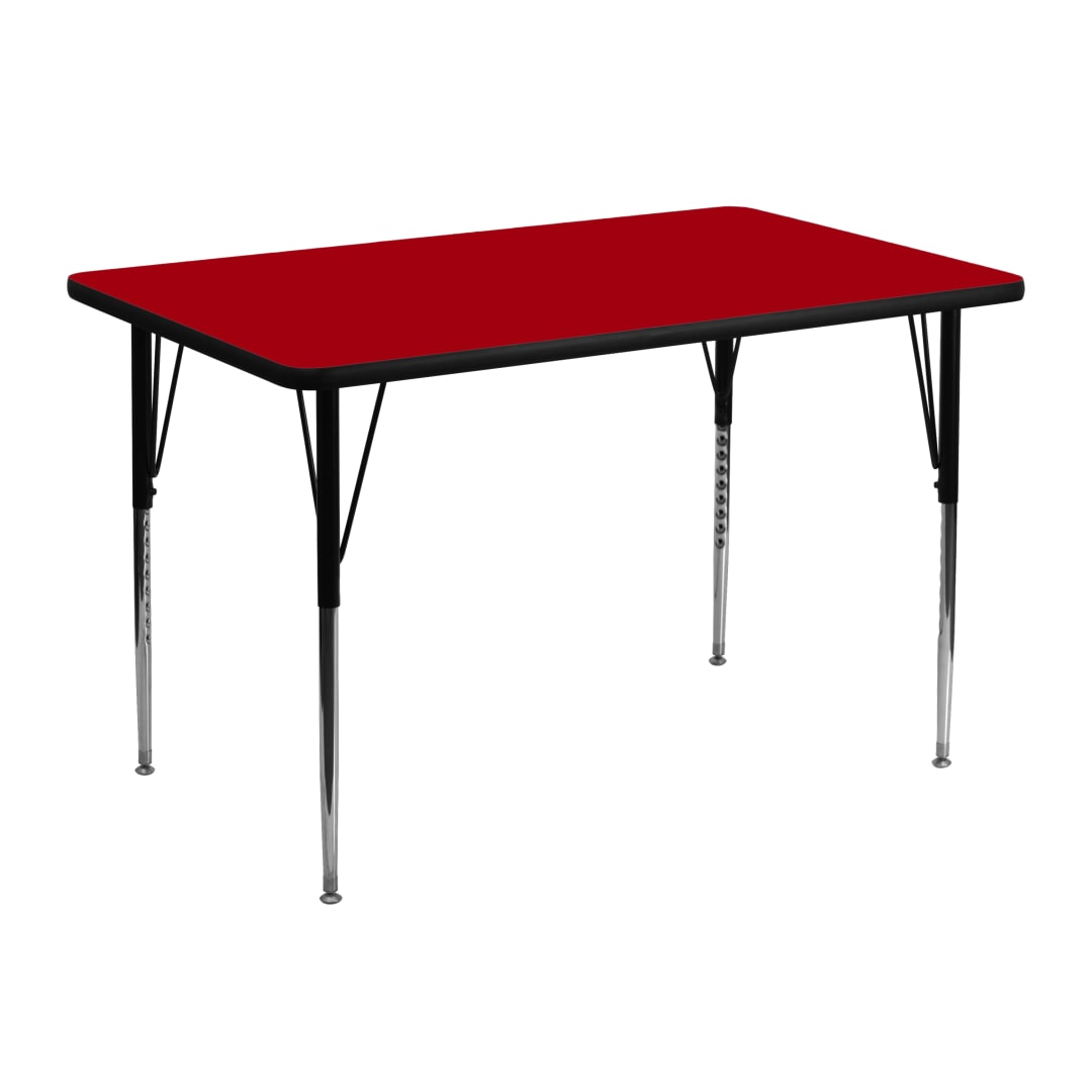 Wren 30''W x 48''L Rectangular Red Thermal Laminate Activity Table - Standard Height Adjustable Legs