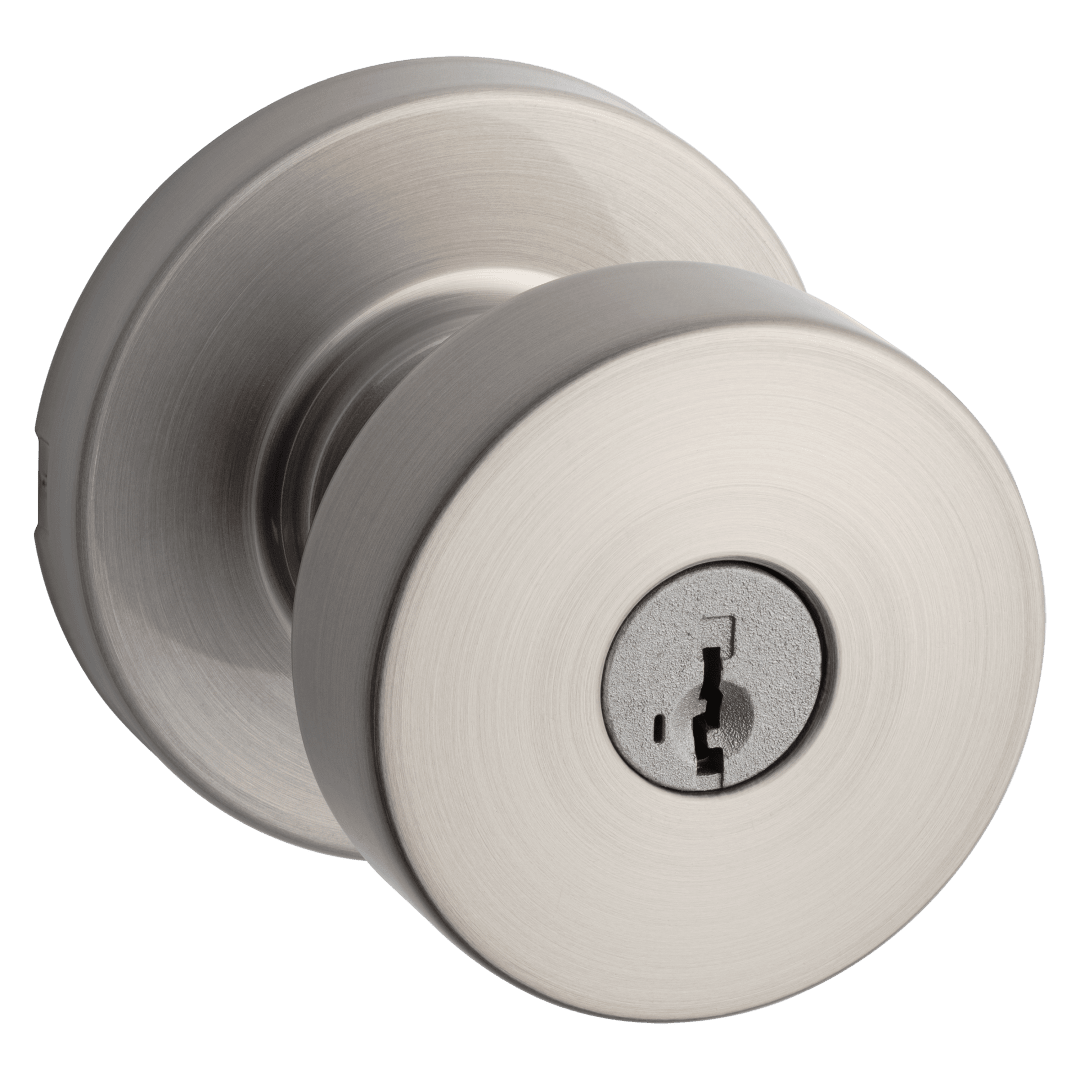 Pismo Round Entry Doorknob, Satin Nickel, Pick Resistant SmartKey Rekey Security