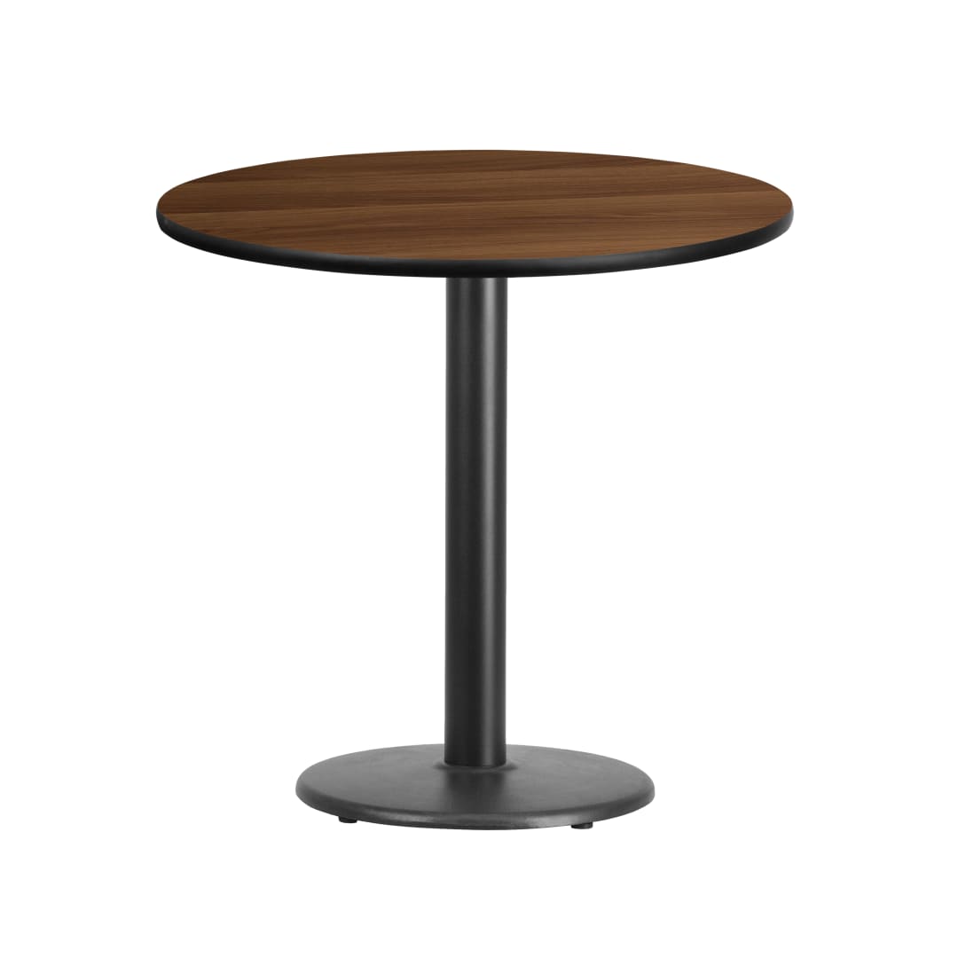 Graniss 30'' Round Walnut Laminate Table Top with 18'' Round Table Height Base