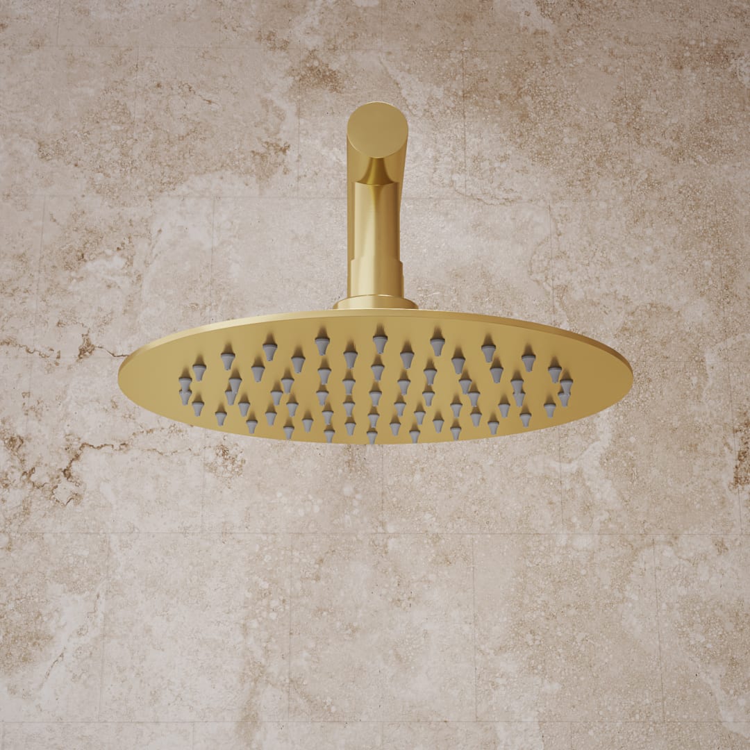 Allure Ultra-Thin Round Shower Head - 10 in., Brushed Brass