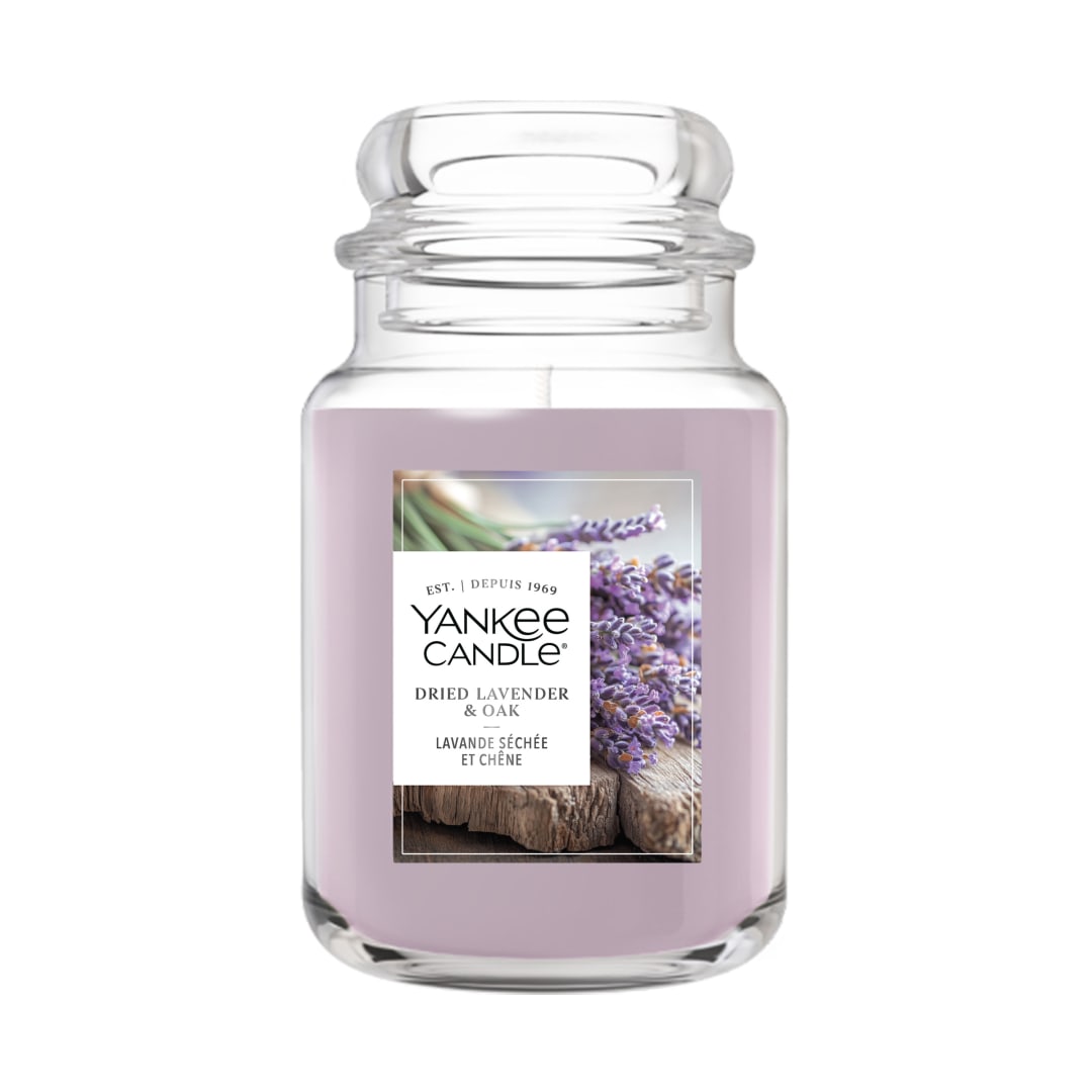 Yankee Candle Dried Lavender & Oak​, 22 oz Original Large Jar Candle with up to 150 Hour Burn Time