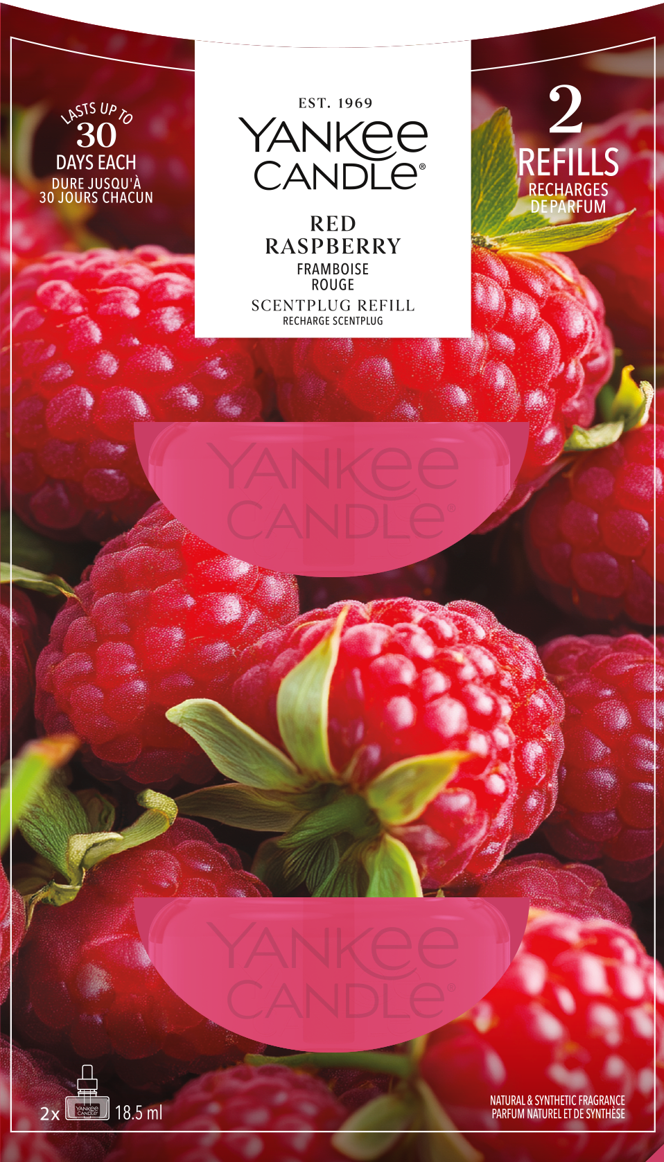 Yankee Candle Recambio de ambientador Scent Plug | Frambuesa roja | Para espacios pequeños y medianos | Fragancia duradera