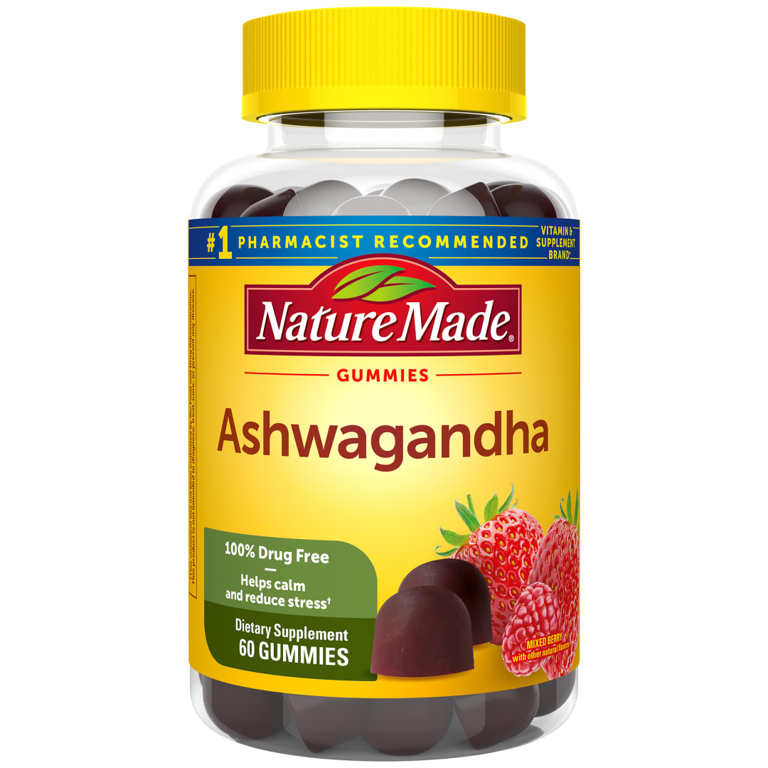 Nature Made Ashwagandha Gummies, Vegan, KSM 66 Ashwagandha for Stress Support, 60 Count, 30 Day Supply