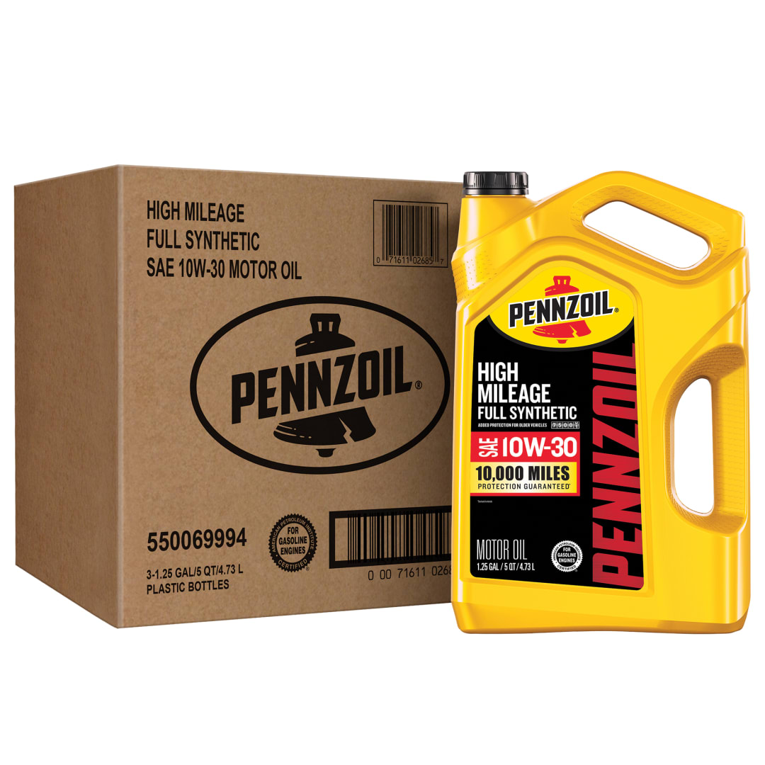 Pennzoil High Mileage Full Synthetic 10W-30 Motor Oil, 5 Quart (3 Pack)