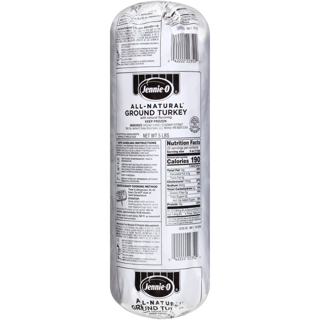 JENNIE-O All Natural Raw Ground Turkey 85% Lean | 15% Fat 5 Pounds