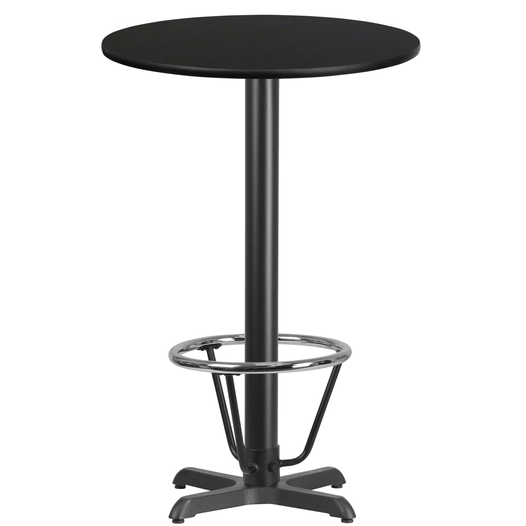 Stiles 24'' Round Black Laminate Table Top with 22'' x 22'' Bar Height Table Base and Foot Ring