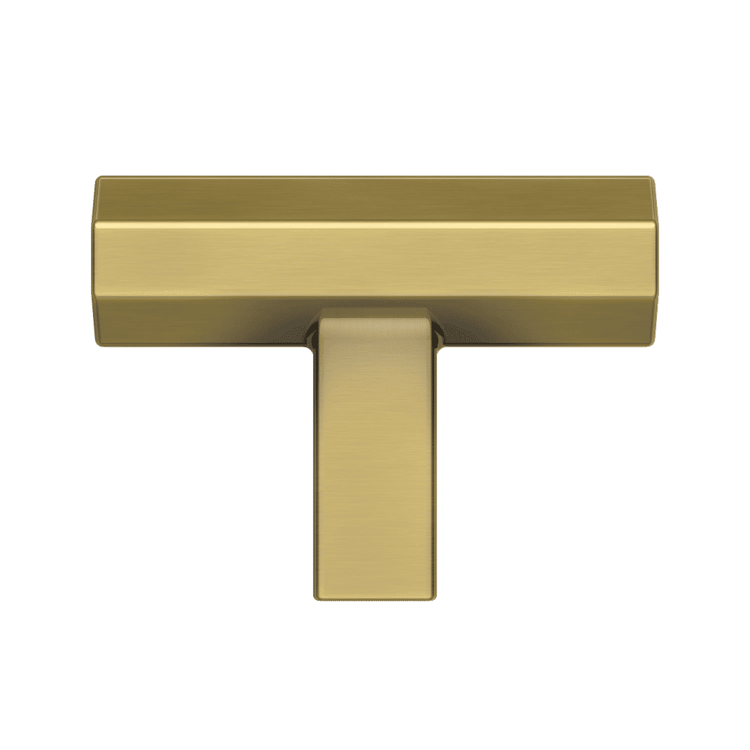 4416 Octagonal T-Knob 1.5", In Heirloom Brass