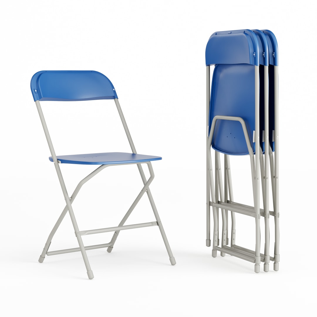 Hercules Series Plastic Folding Chair Blue - 4 Pack 650LB Weight Capacity Comfortable Event Chair-Lightweight Folding Chair