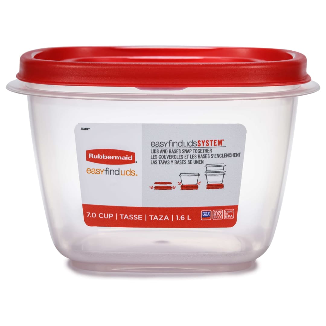 Rubbermaid® Vented Easy Find Lid Food Storage Container, 7 Cup, 3 Pack, Racer Red