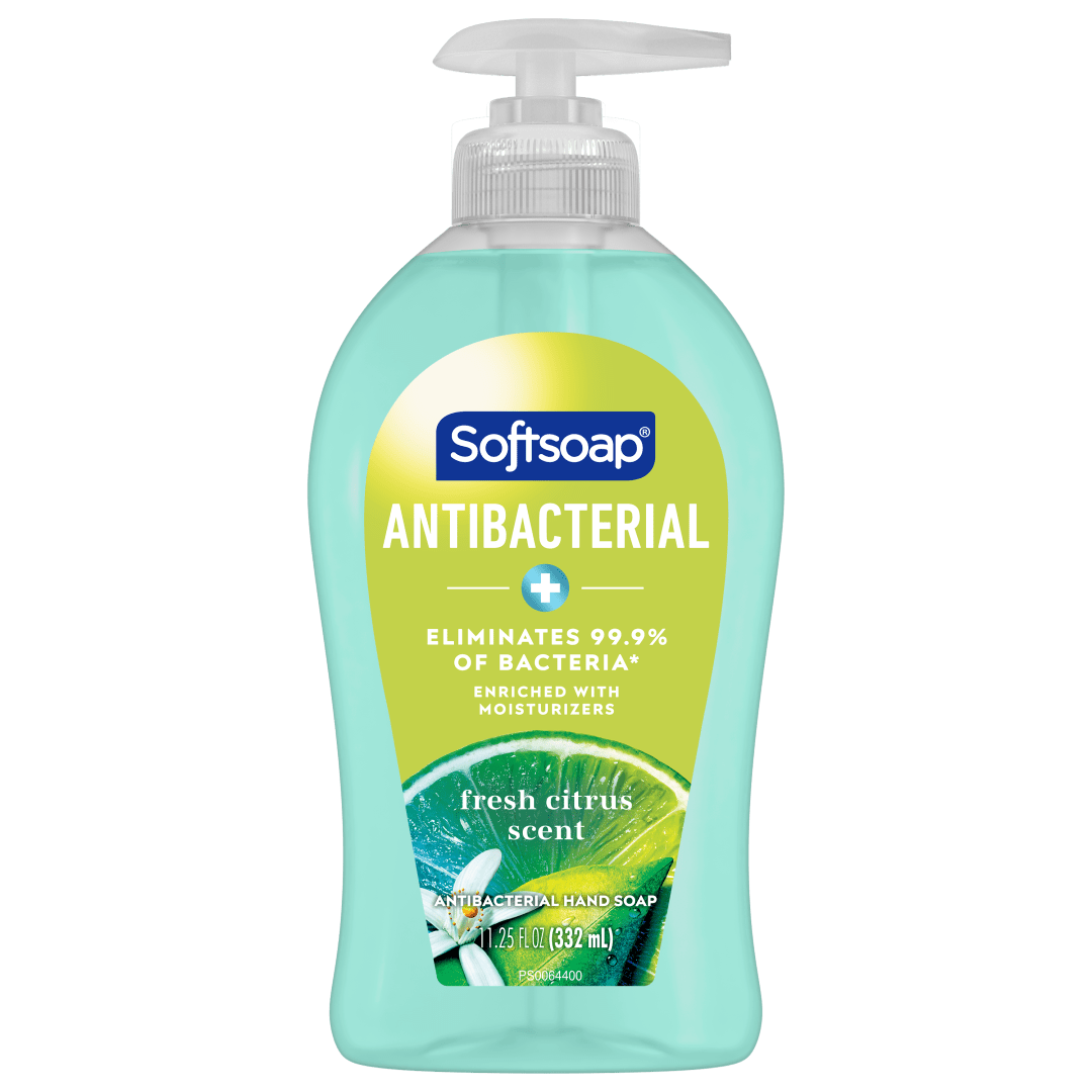 Softsoap Antibacterial Hand Soap, Eliminates 99% of Bacteria, Bathroom or Kitchen Hand Soap, Paraben Free, Fresh Citrus Scent, 11.25 fl oz