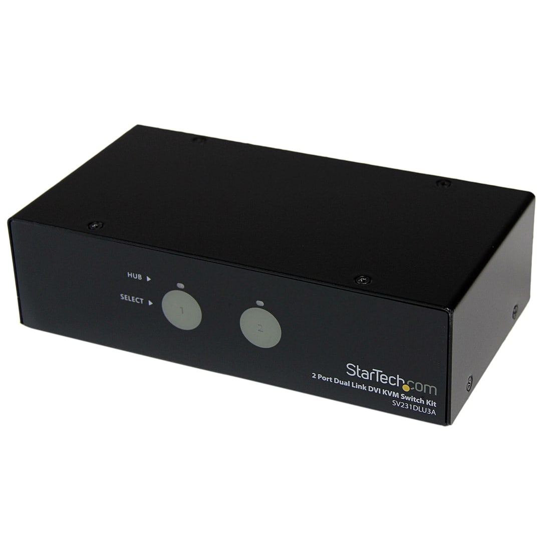 2Port Dual Link KVM Switch w/ USB 3 Hub &amp; Cables