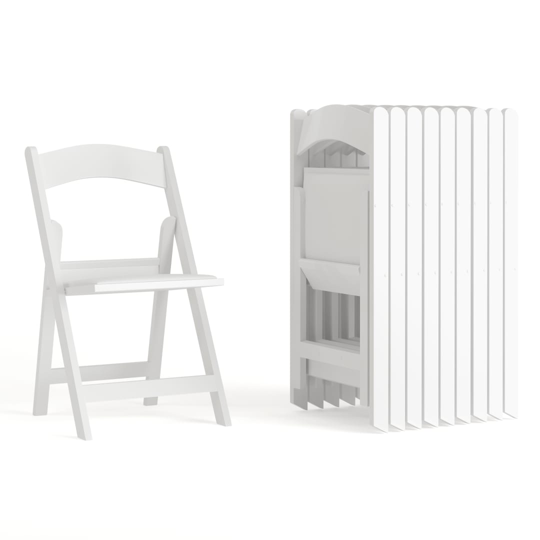 Hercules Folding Chair - White Resin - 80 Pack 800LB Weight Capacity Comfortable Event Chair - Light Weight Folding Chair