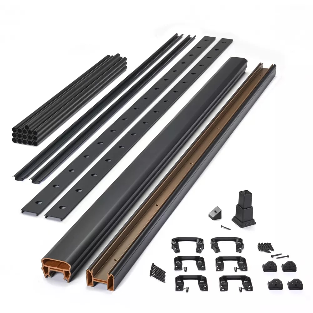 6-ft x 42-in Transcend Horizontal Rail Kit with Round Aluminum Balusters - Charcoal Black Full Span