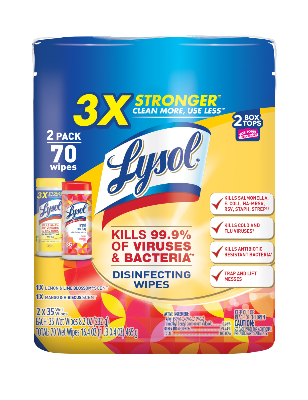 LYSOL® Disinfecting Wipes - (1 Lemon+1 Brand New Day Mango & Hibiscus) 3/(2x35) ct.