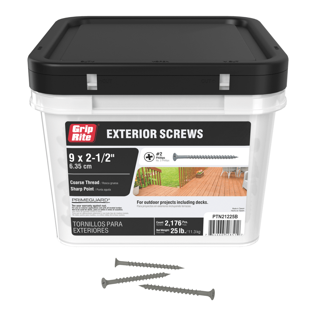 Grip-Rite 2-1/2" Pg Ten Exterior Screw Bucket 25# Hand Drive Exterior Construction Screws