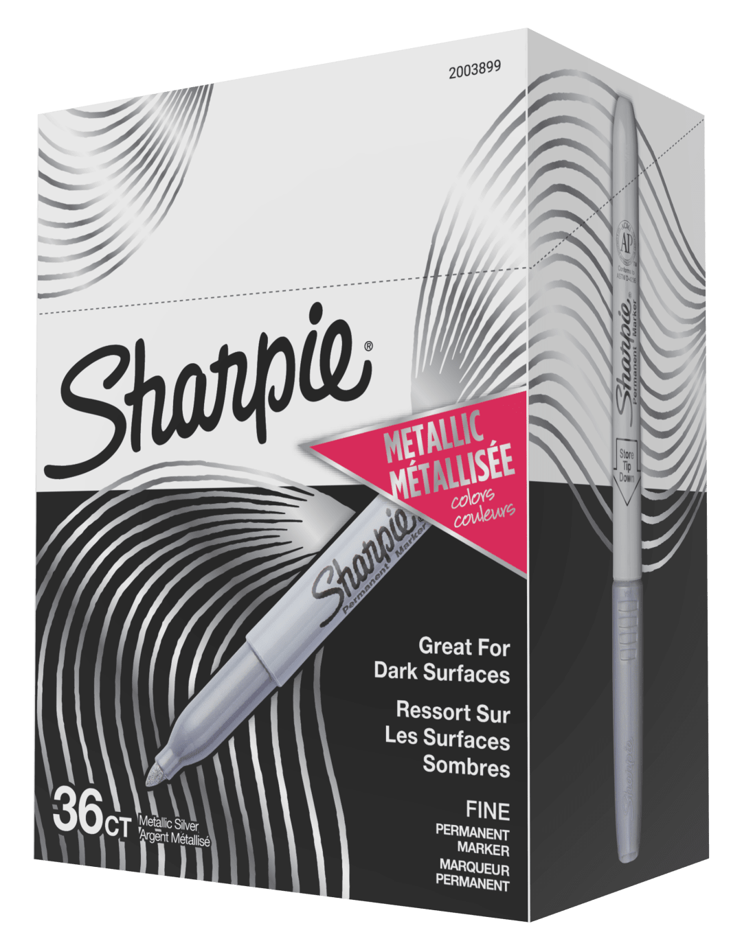 Sharpie® Metallic Permanent Markers, Fine Point, Metallic Silver, 36 Count