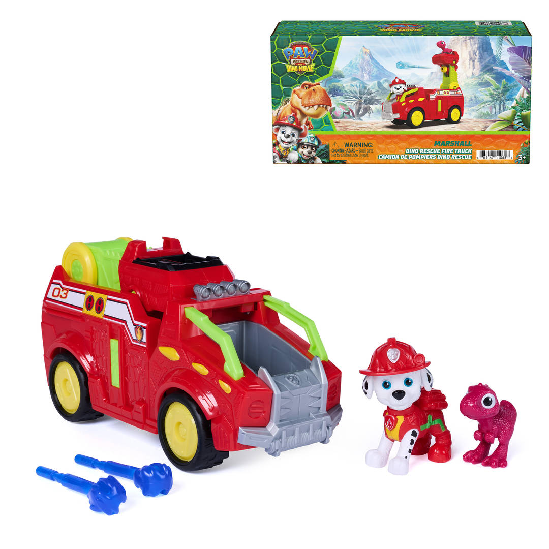 PAW Patrol The Dino Movie Marshall Dino Rescue Firetruck Toy Vehicle
