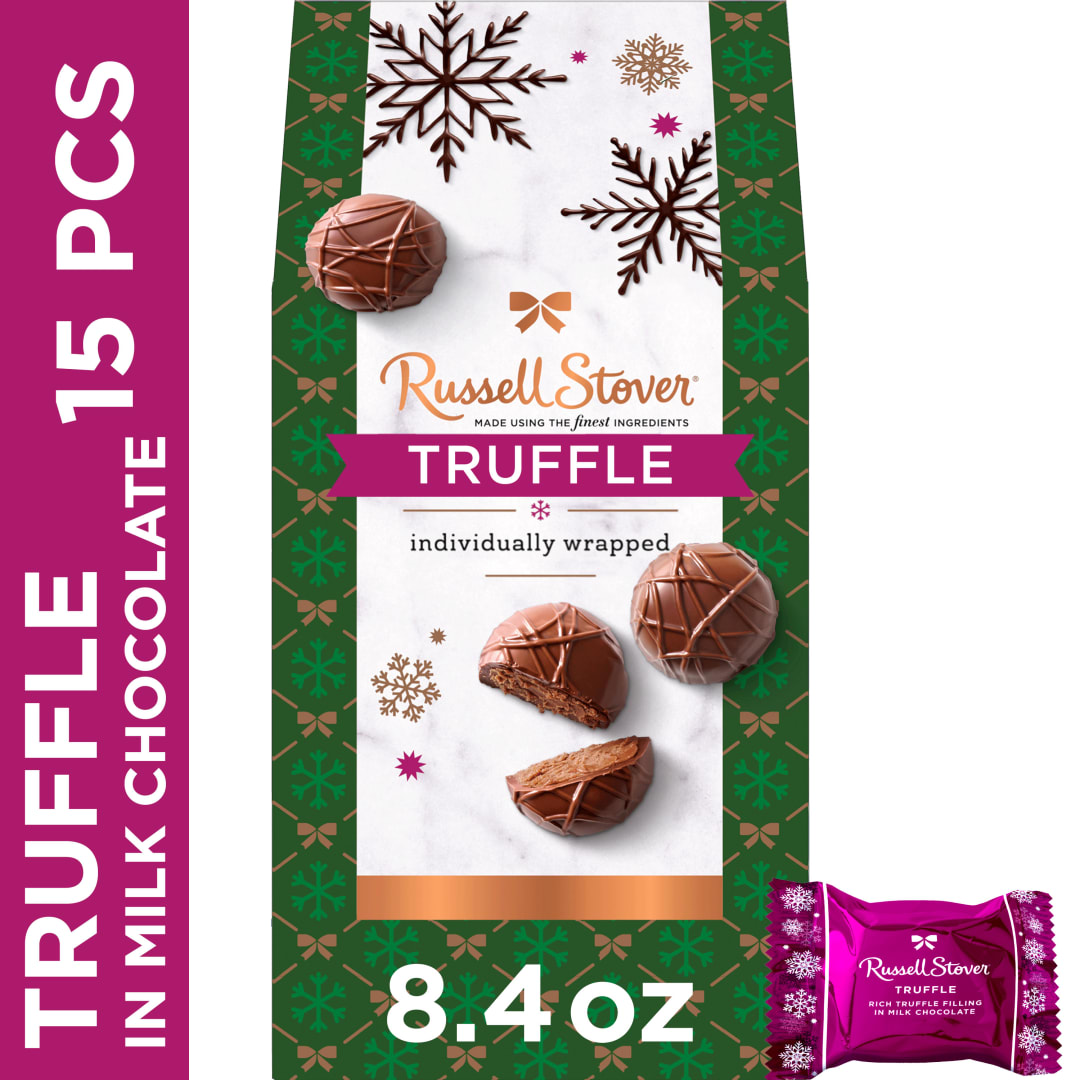 RUSSELL STOVER Christmas Truffles in Milk Chocolate Gift Box, 8.4 oz.