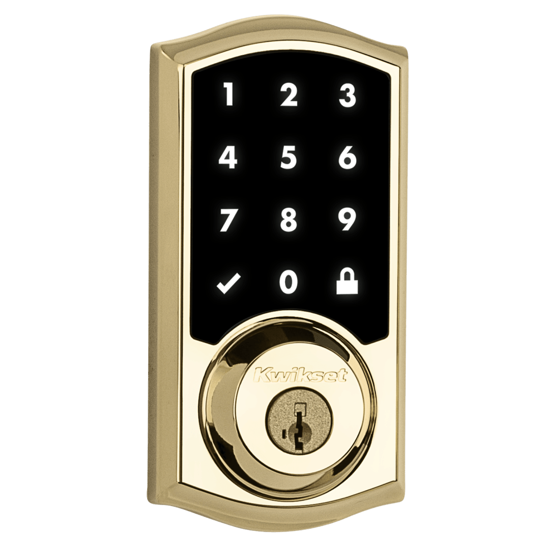 916 Touchscreen Electronic UL Deadbolt featuring SmartKey Security™ and Z-Wave Technology in Lifetime Polished Brass