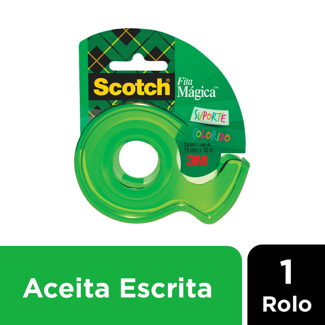 Fita Mágica Scotch® Suporte Colorido, Verde, 19 mm x 10 m