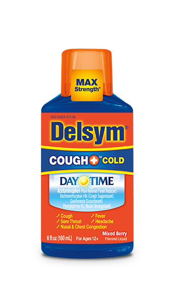Delsym Adult Day Time Cough and Cold Liquid, Mixed Berry Flavor, 6 Ounce