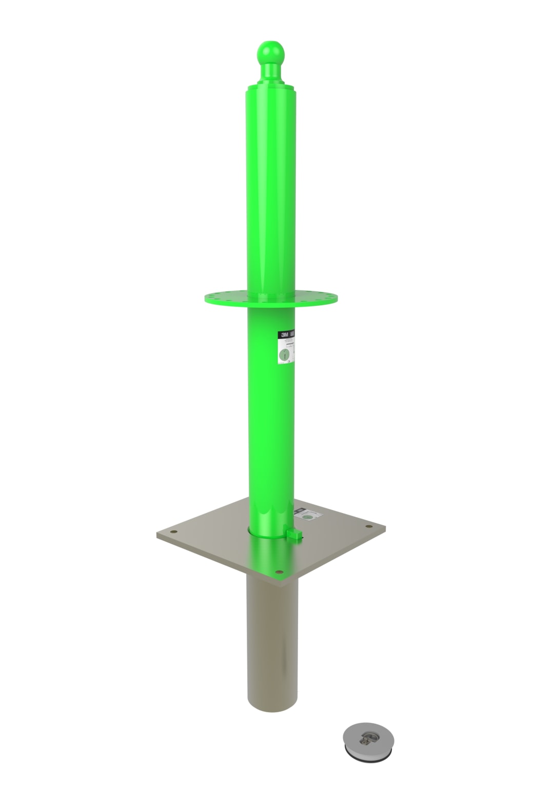 3M™ DBI-SALA® FlexiGuard™ M200 Modular Jib Permanent Flush Mounted Mast Base, One or Two Users, 8530889
