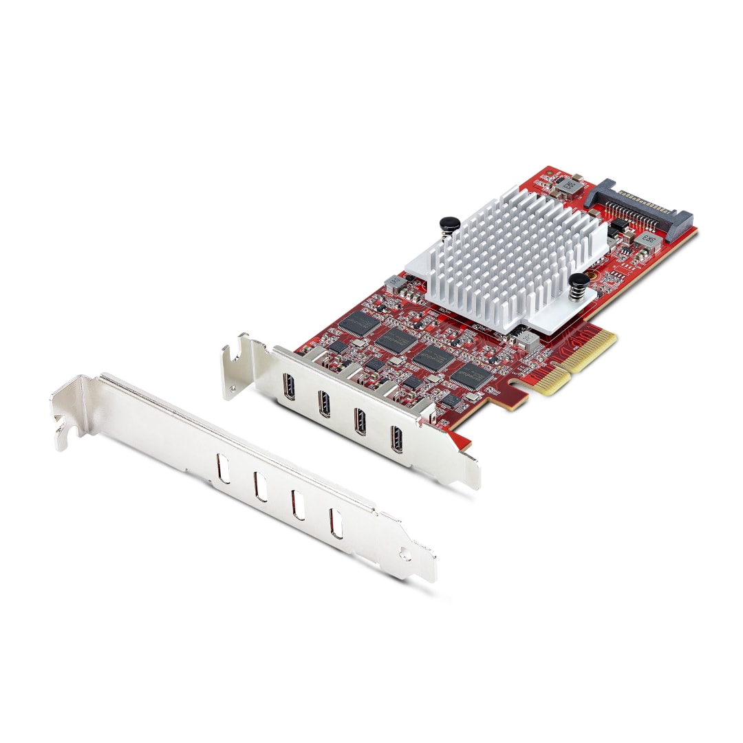 4-Port PCIe Quad Controller 10Gbps USB-C Card - Low-Profile