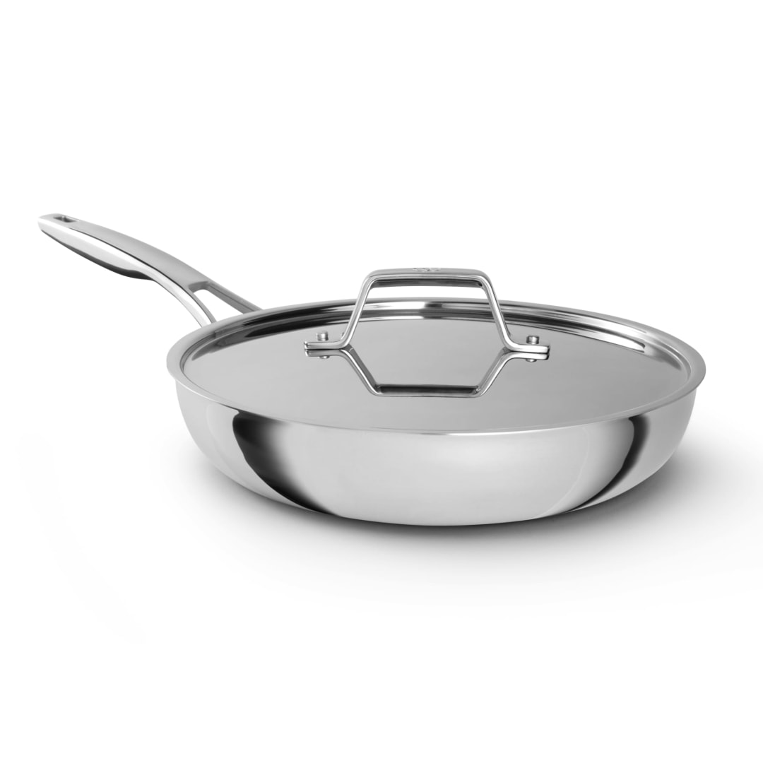 Calphalon Premier Ceramic Nonstick 10 inch Stainless Steel Frying Pan, Induction Ready Pan for Searing, Sauteing, Durable PFAS-Free Cookware, Dishwasher Safe, Macaron