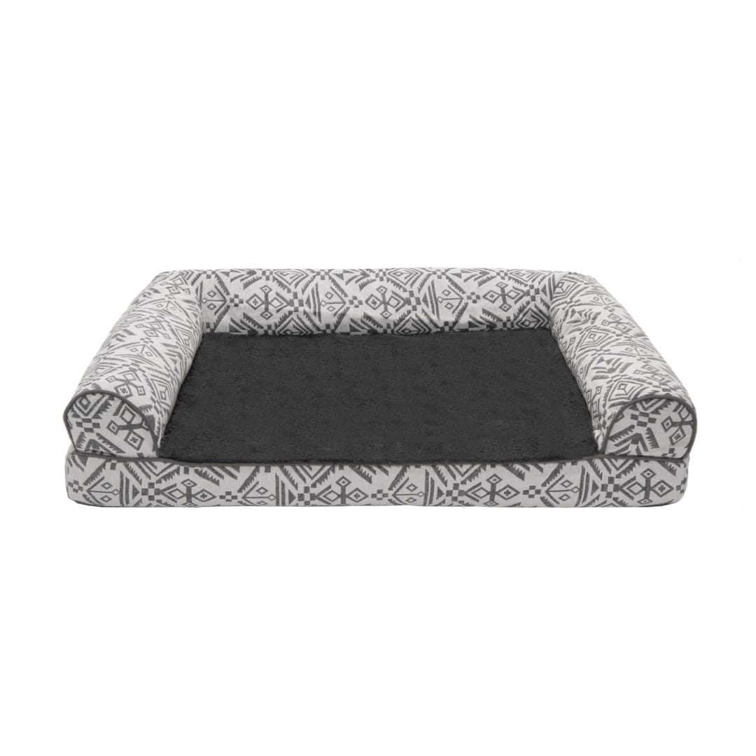 FurHaven Southwest Kilim Orthopedic Sofa Pet Bed, Boulder Gray, Medium