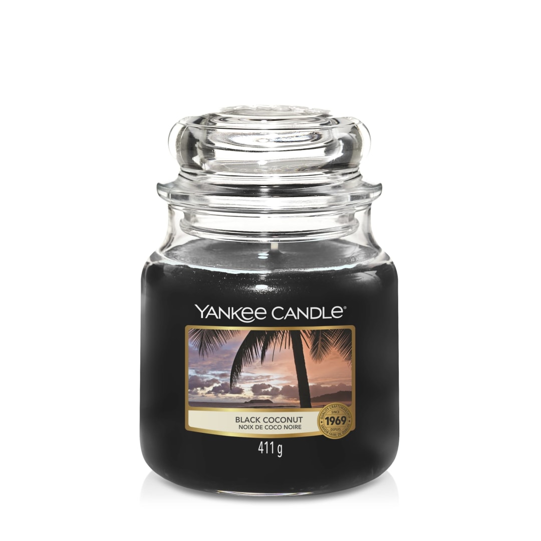 Yankee Candle® Scented Candle | Black Coconut Medium Jar Candle| Burn Time: up to 75 Hours