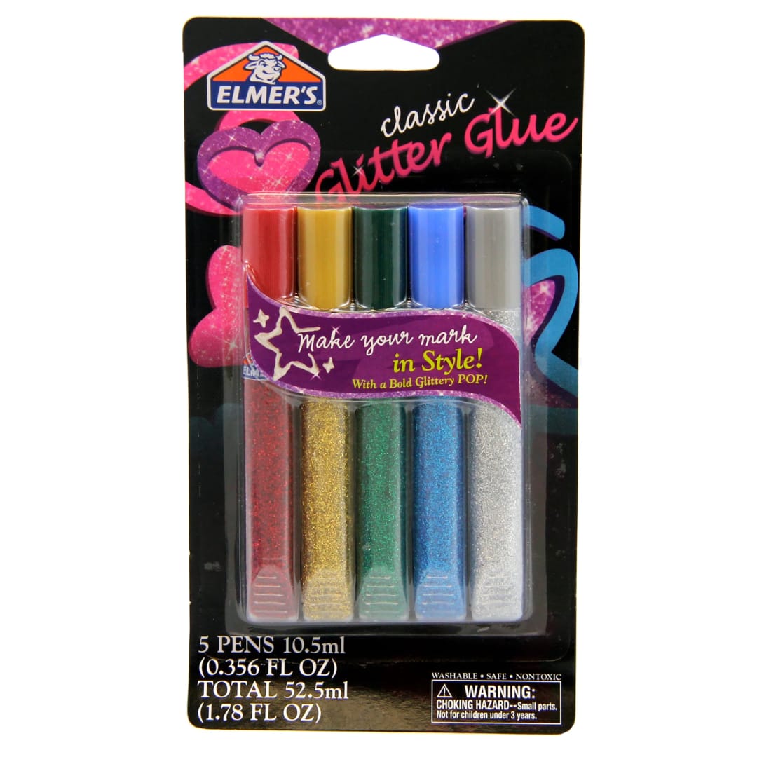 Elmer's Washable Glitter Glue Pens, Classic Rainbow, Pack of 5 Pens (E642)