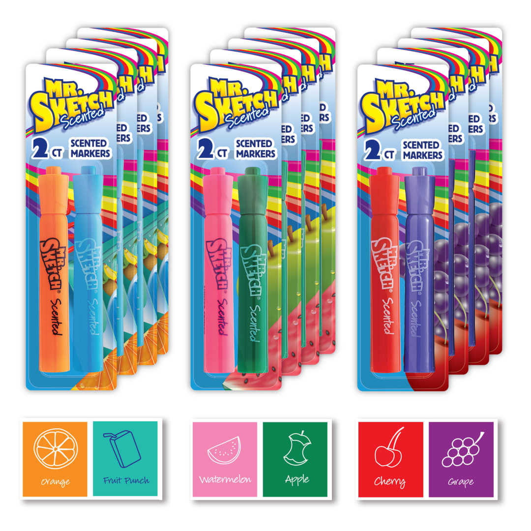 Mr. Sketch Scented Markers, Chisel Tip, Assorted Colors, 24 Count