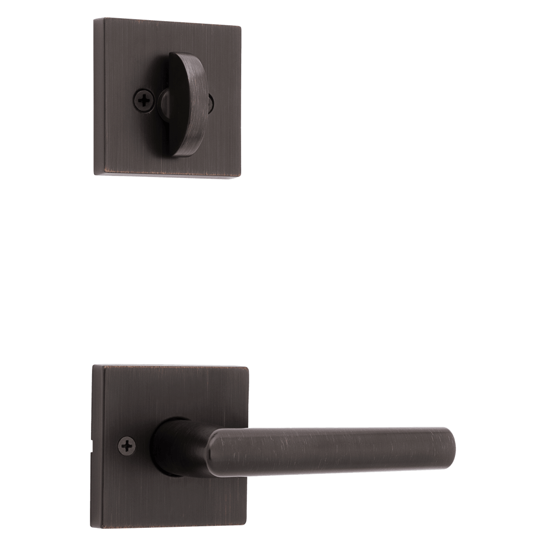 966 Single Cylinder Interior Pack w/ Square Rose Milan Lever Handlesets in Venetian Bronze