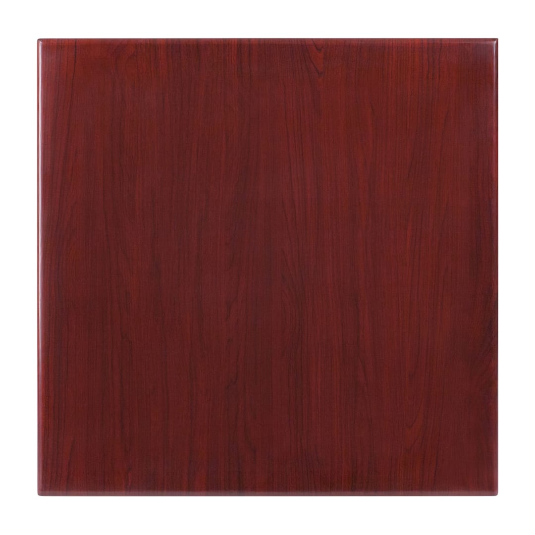 Glenbrook 24'' Square High-Gloss Mahogany Resin Table Top with 2'' Thick Drop-Lip