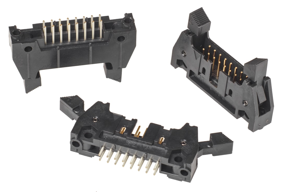 3M™ N3408-6202 RB, Wannenstiftstecker, 180° gerade, 16-polig, 3000 Serie, 2,54 mm, 0,76 µm Au, Schwarz