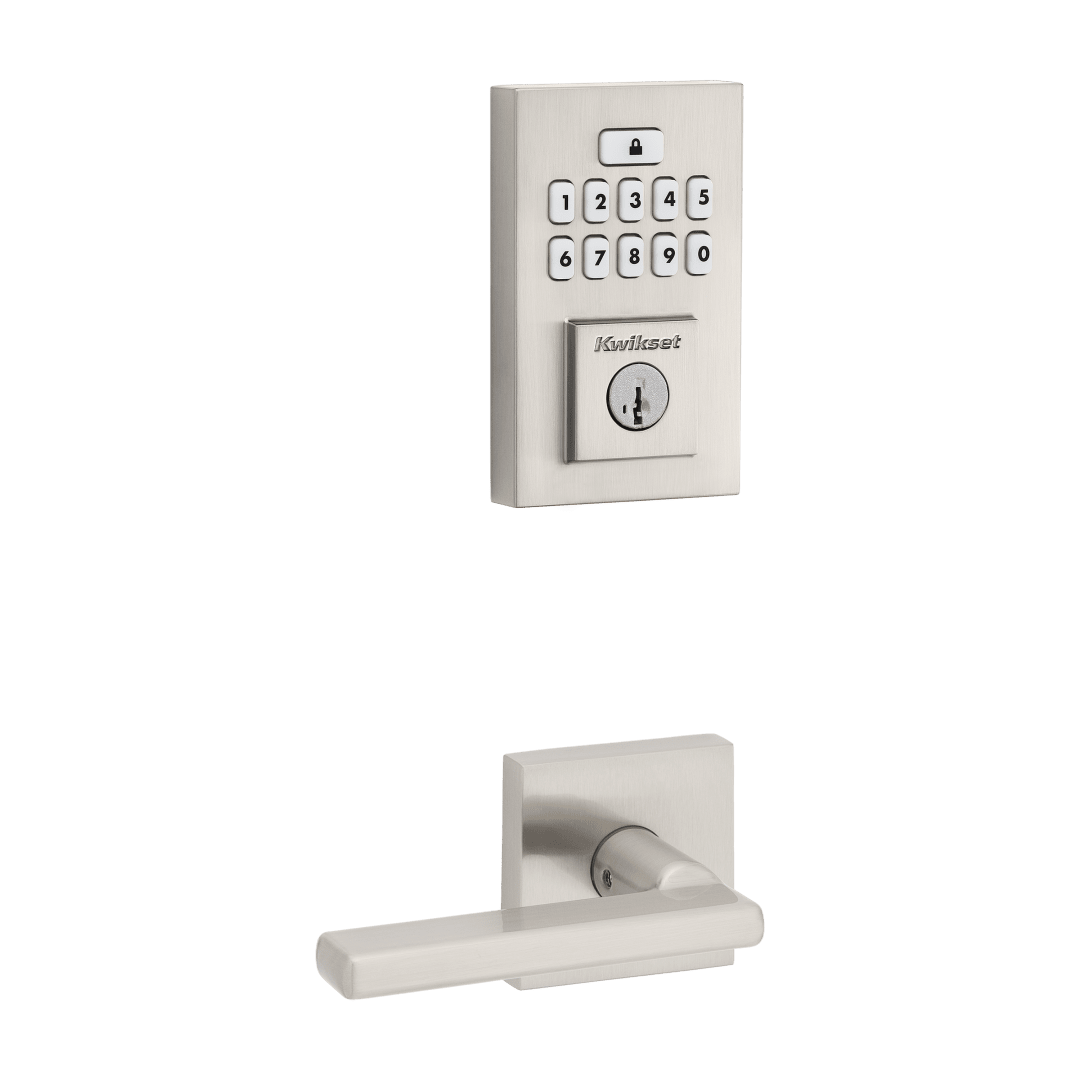 SmartCode 260  Contemporary Keypad  Electronic Deadbolt featuring SmartKey Security™ and Halifax Hall/Closet Lever Combo Pack in Satin Nickel