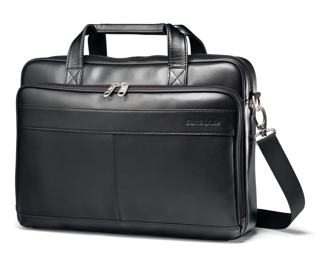 Leather Bus Cases Leather Slim Briefcase Tg - Black