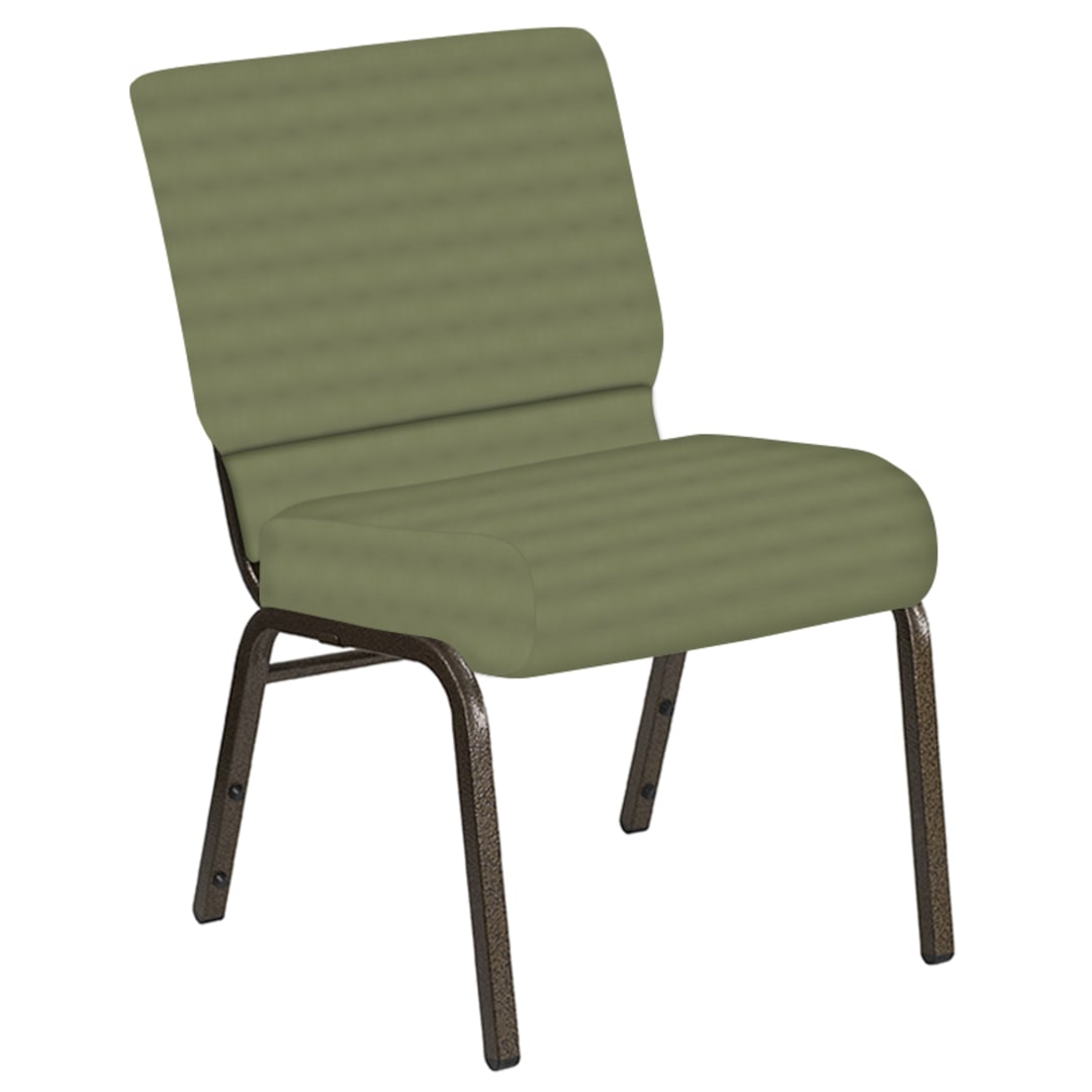 21''W Church Chair in Harmony Sea Green Fabric - Gold Vein Frame