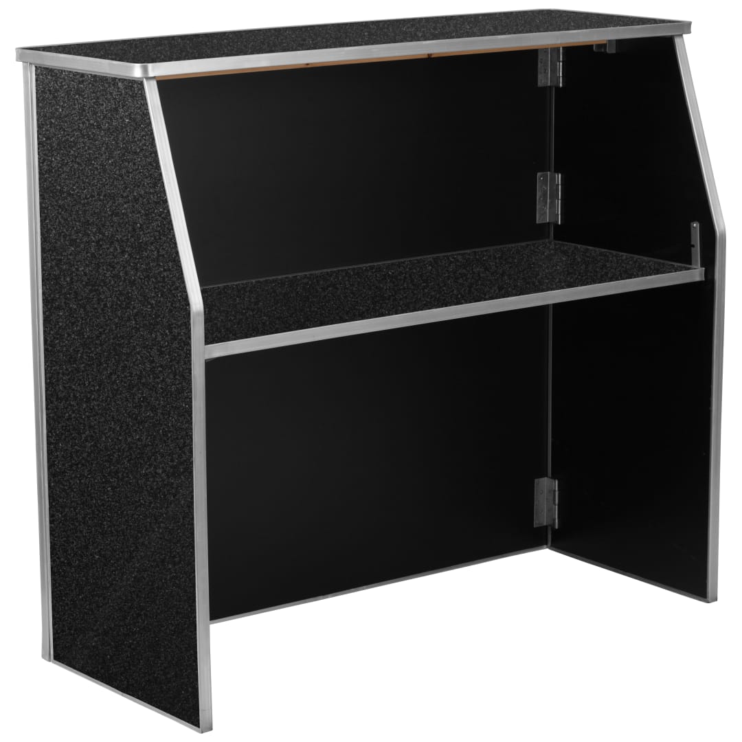 Amara 4' Black Marble Laminate Foldable Bar - Portable Event Bar