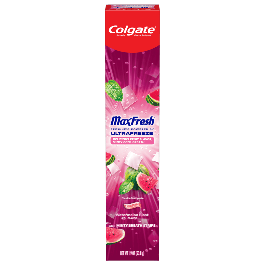 Colgate Max Fresh Anticavity Travel Size Toothpaste, Watermelon Blast with Mint, 1.9 oz