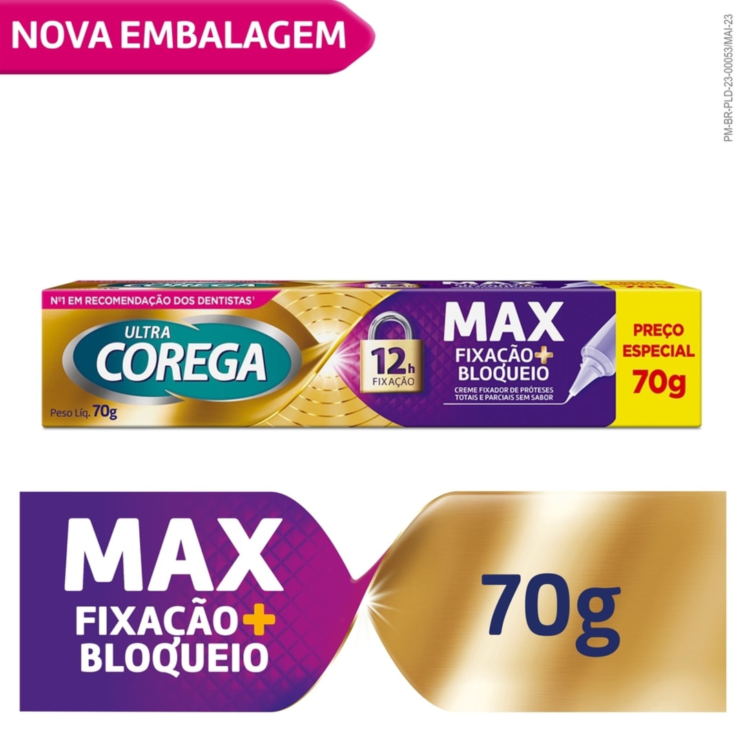 Ultra Corega Creme Max Fixação + Bloqueio – Fixador de prótese 70g
