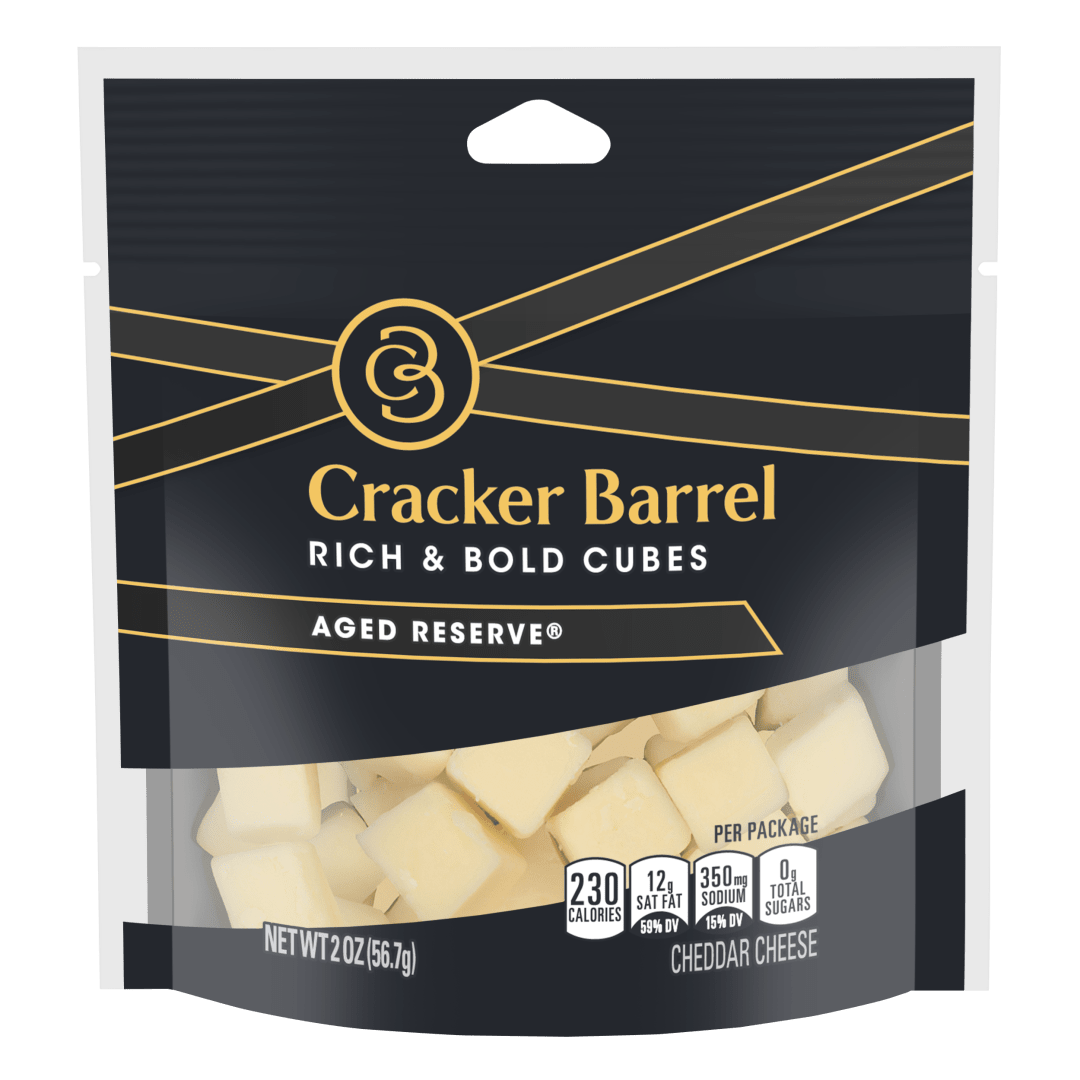 Cracker Barrel Rich &amp; Bold Aged Reserve Cheddar Cheese Cubes, 2 oz Bag