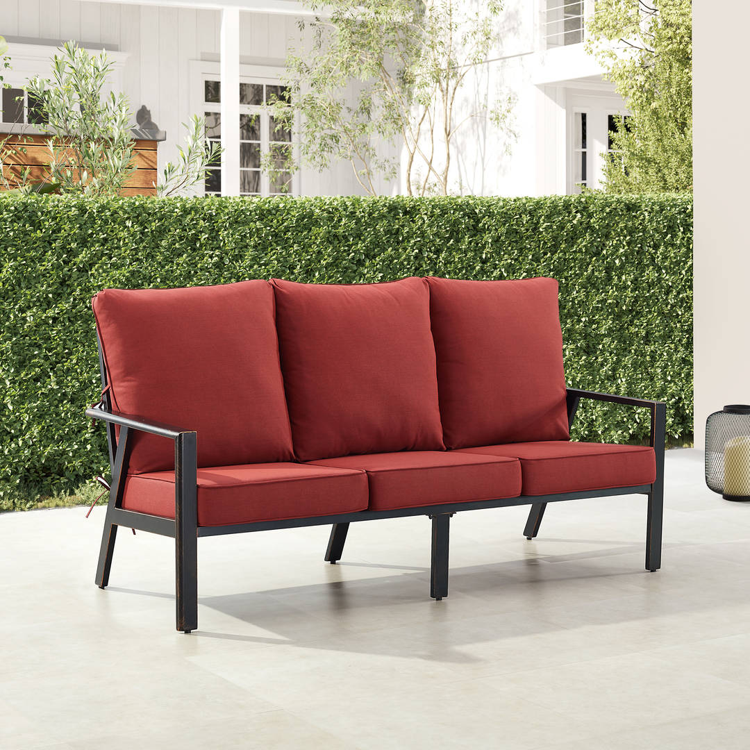 Black Aluminum Patio Deep Seating Sofa with Cushions