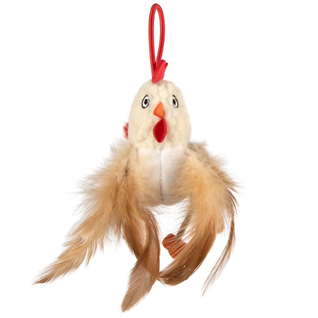 SmartyKat Hyper Hen Elastic Launcher Electronic Chicken Sound Catnip Cat Toy