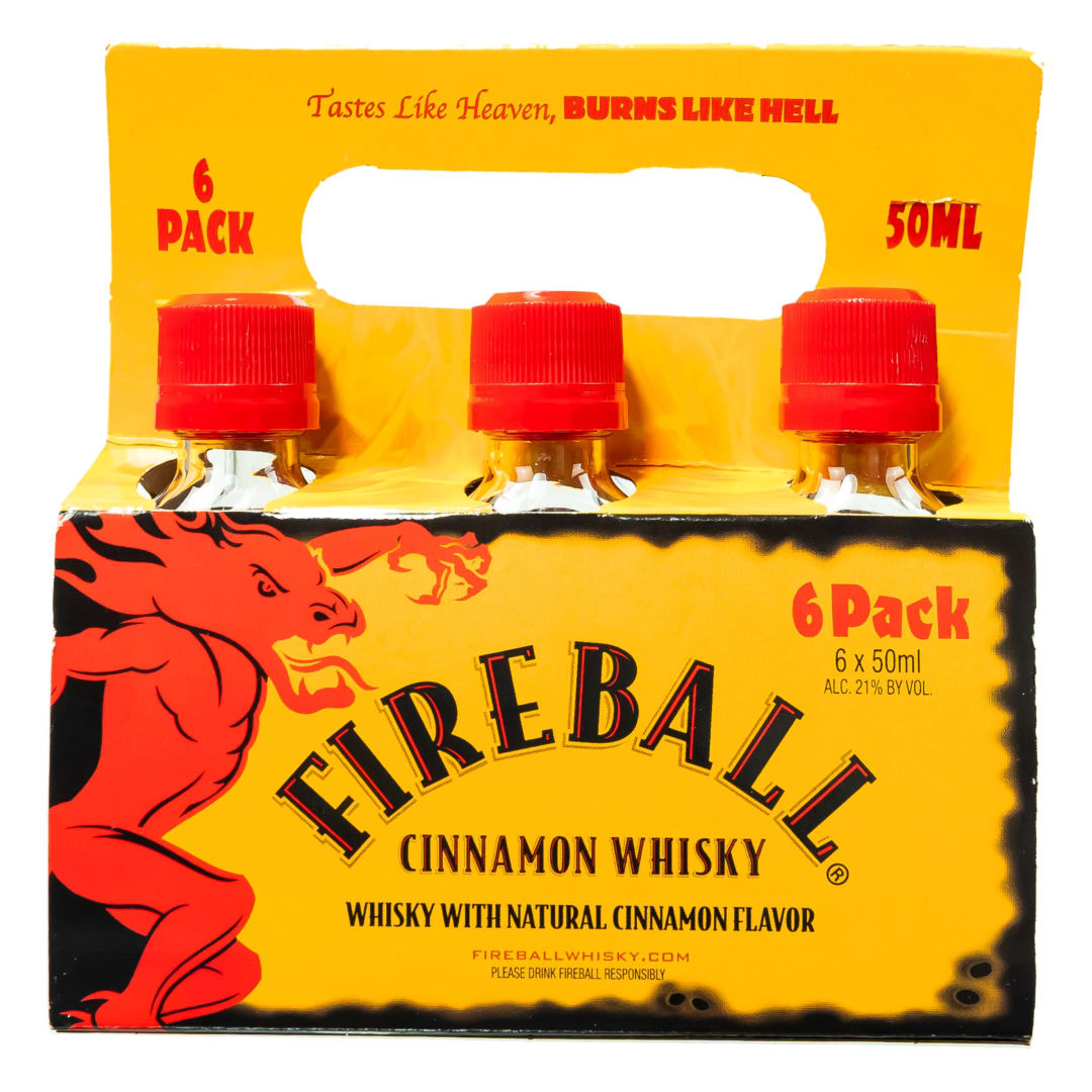 Fireball Cinnamon Whisky 6 Pack 50ml 42 Proof