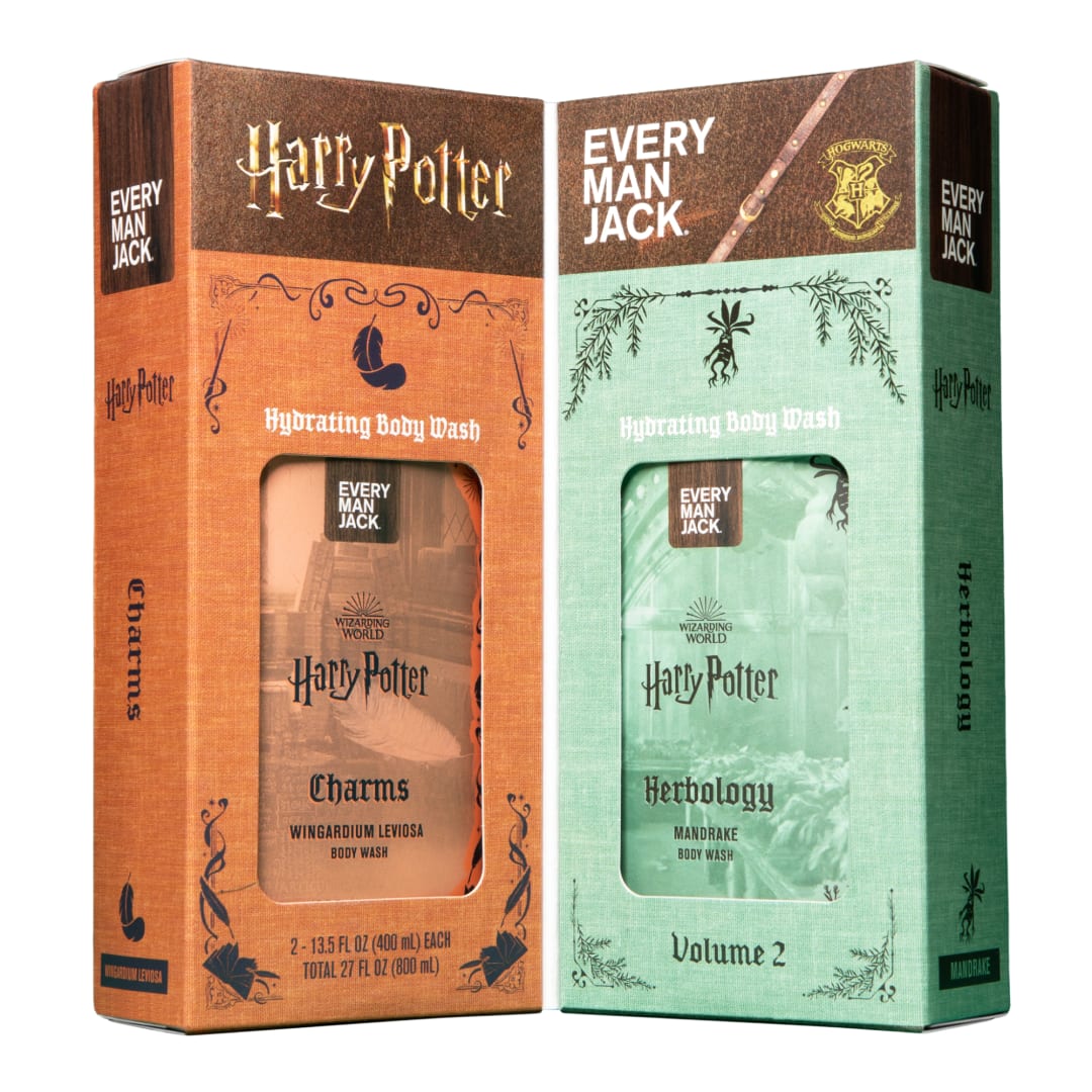 Every Man Jack Harry Potter Holiday Gift Set for Men - Hydrating Body Wash - Hogwarts Inspired Scents & Clean Ingredients - Charms & Herbology - 13.5 fl oz. (Pack of 2)