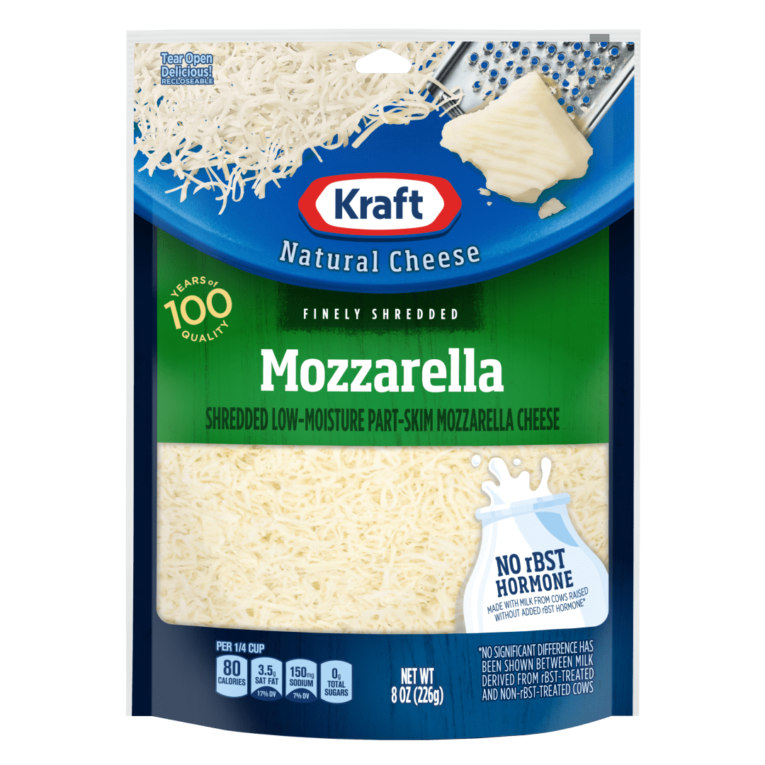 Kraft Natural Mozzarella Finely Shredded Cheese, 8 oz Bag